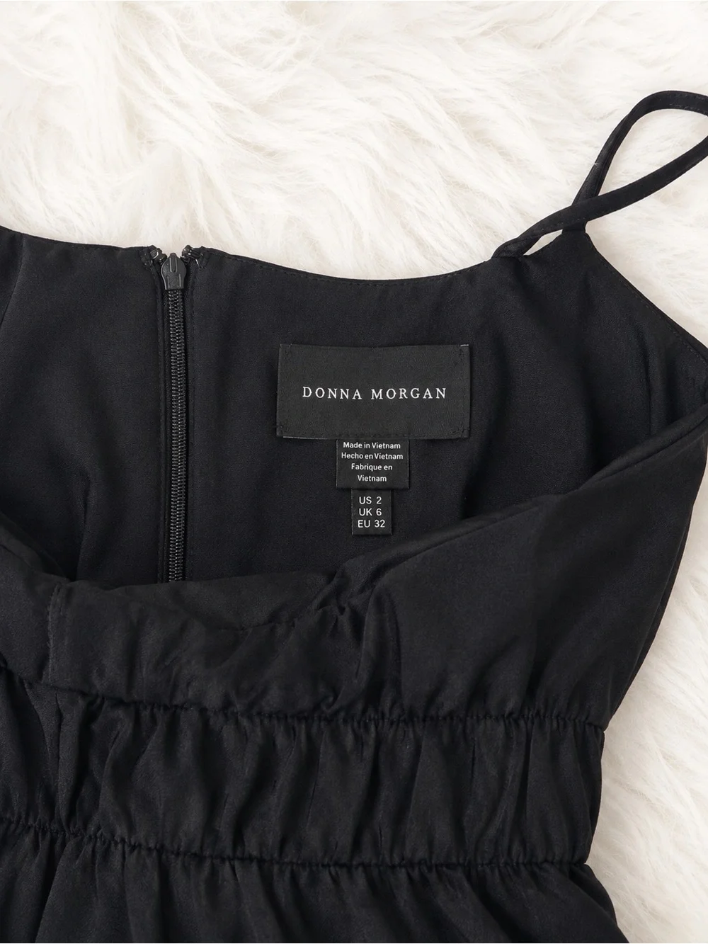 NWT Donna Morgan Black Midi Dress Size 2 Quiet Luxury Minimalist Cocktail Dress - Picture 2 of 3